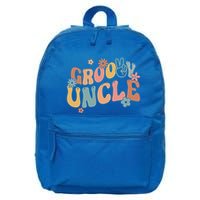 Retro Groovy Uncle Flower Power Hippie Family Groovy Vibes Gift 16 in Basic Backpack