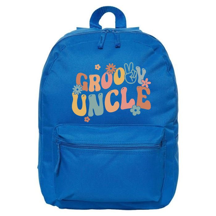 Retro Groovy Uncle Flower Power Hippie Family Groovy Vibes Gift 16 in Basic Backpack