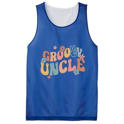 Retro Groovy Uncle Flower Power Hippie Family Groovy Vibes Gift Mesh Reversible Basketball Jersey Tank