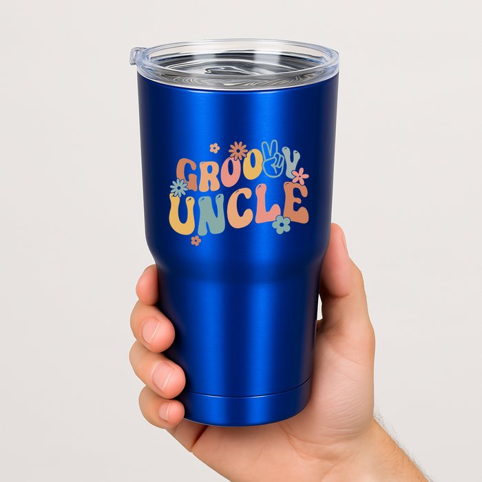 Retro Groovy Uncle Flower Power Hippie Family Groovy Vibes Gift Tumbler