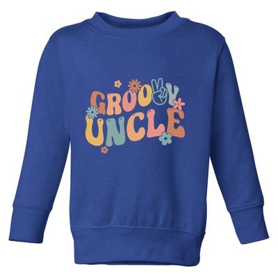 Retro Groovy Uncle Flower Power Hippie Family Groovy Vibes Gift Toddler Sweatshirt