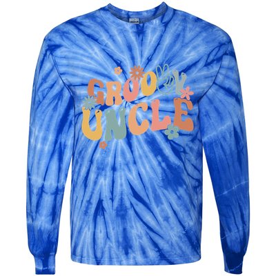 Retro Groovy Uncle Flower Power Hippie Family Groovy Vibes Gift Tie-Dye Long Sleeve Shirt