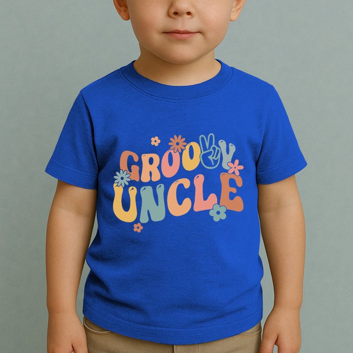 Retro Groovy Uncle Flower Power Hippie Family Groovy Vibes Gift Toddler T-Shirt