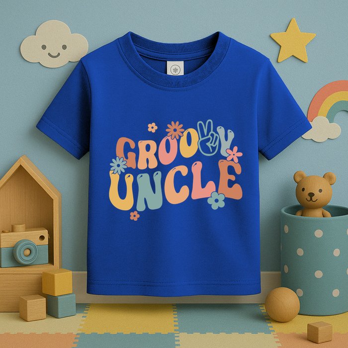 Retro Groovy Uncle Flower Power Hippie Family Groovy Vibes Gift Toddler T-Shirt