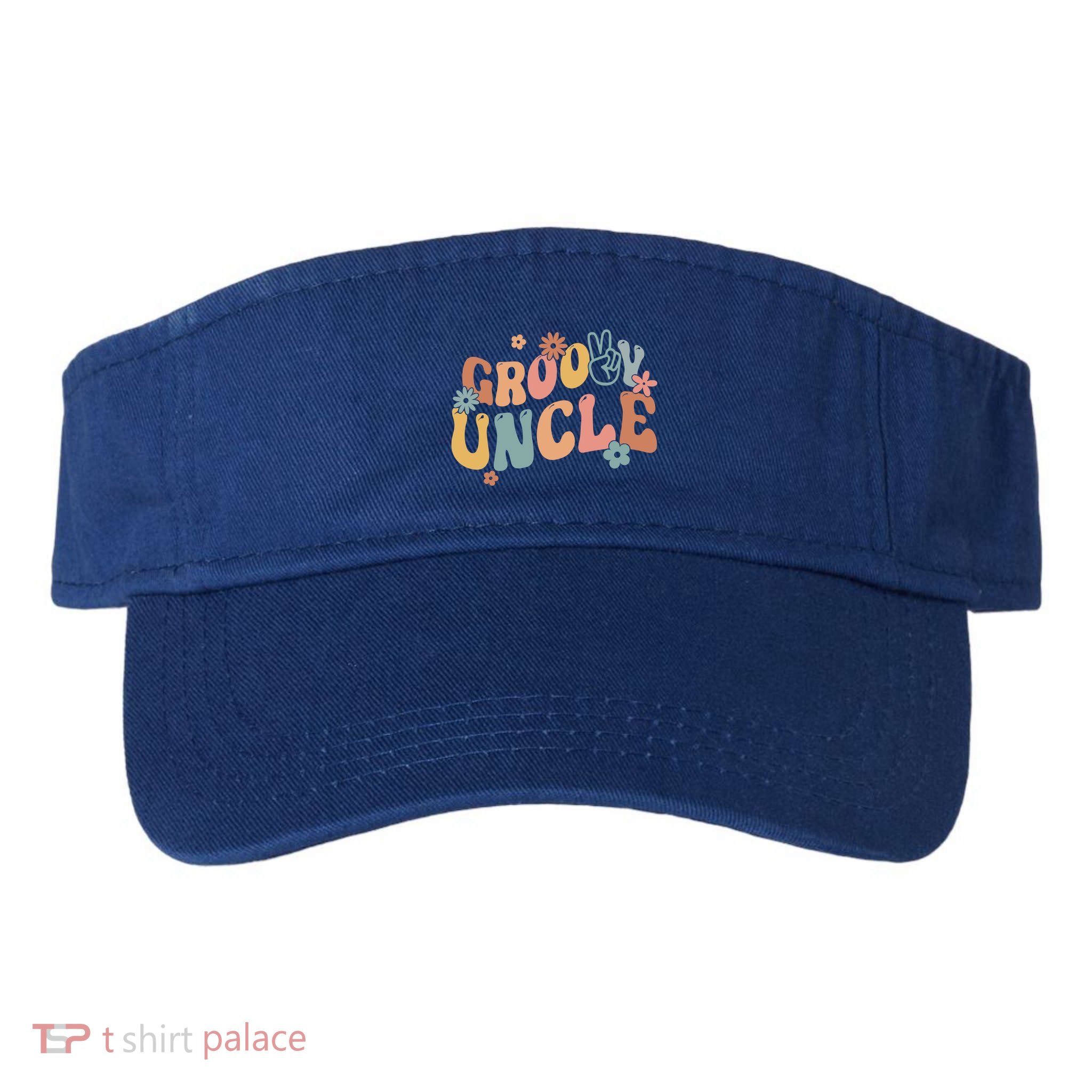 Retro Groovy Uncle Flower Power Hippie Family Groovy Vibes Gift Visor