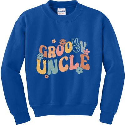 Retro Groovy Uncle Flower Power Hippie Family Groovy Vibes Gift Kids Sweatshirt