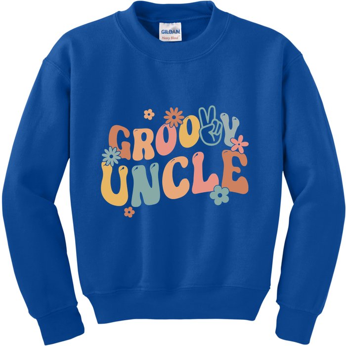 Retro Groovy Uncle Flower Power Hippie Family Groovy Vibes Gift Kids Sweatshirt