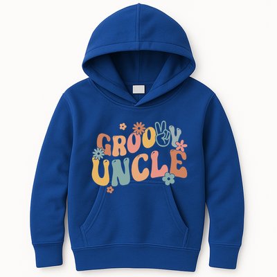 Retro Groovy Uncle Flower Power Hippie Family Groovy Vibes Gift Kids Hoodie