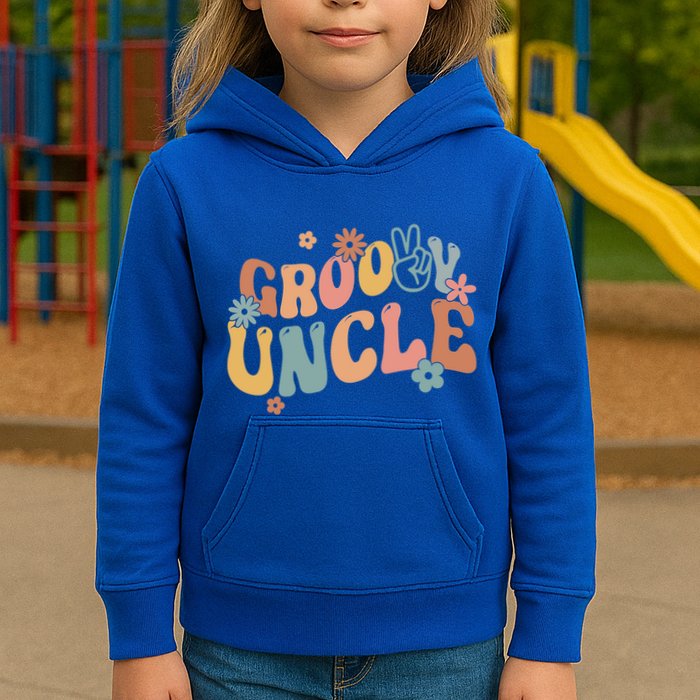 Retro Groovy Uncle Flower Power Hippie Family Groovy Vibes Gift Kids Hoodie