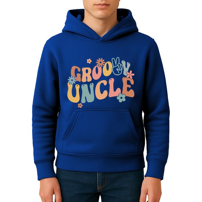 Retro Groovy Uncle Flower Power Hippie Family Groovy Vibes Gift Kids Hoodie