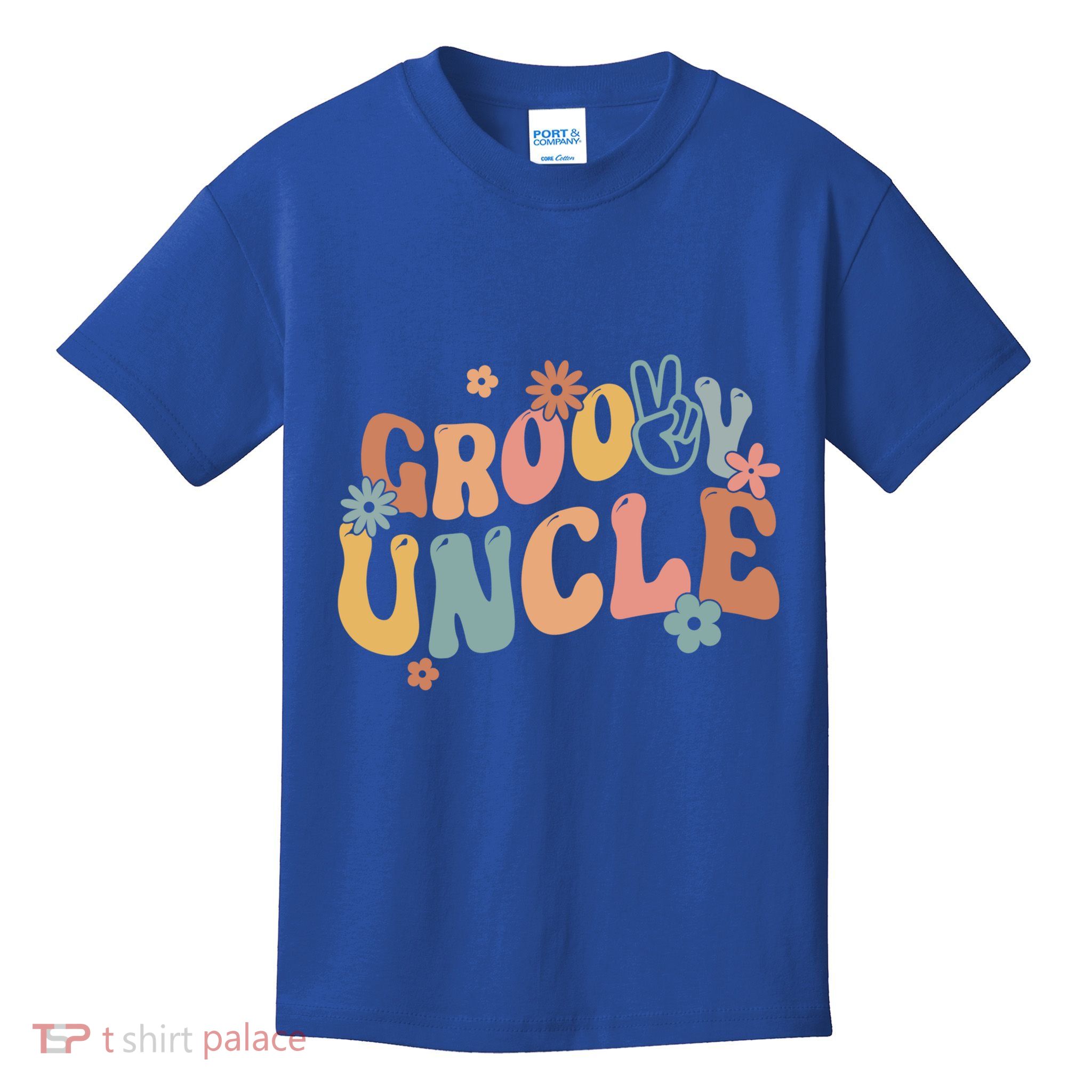 Retro Groovy Uncle Flower Power Hippie Family Groovy Vibes Gift Kids T-Shirt