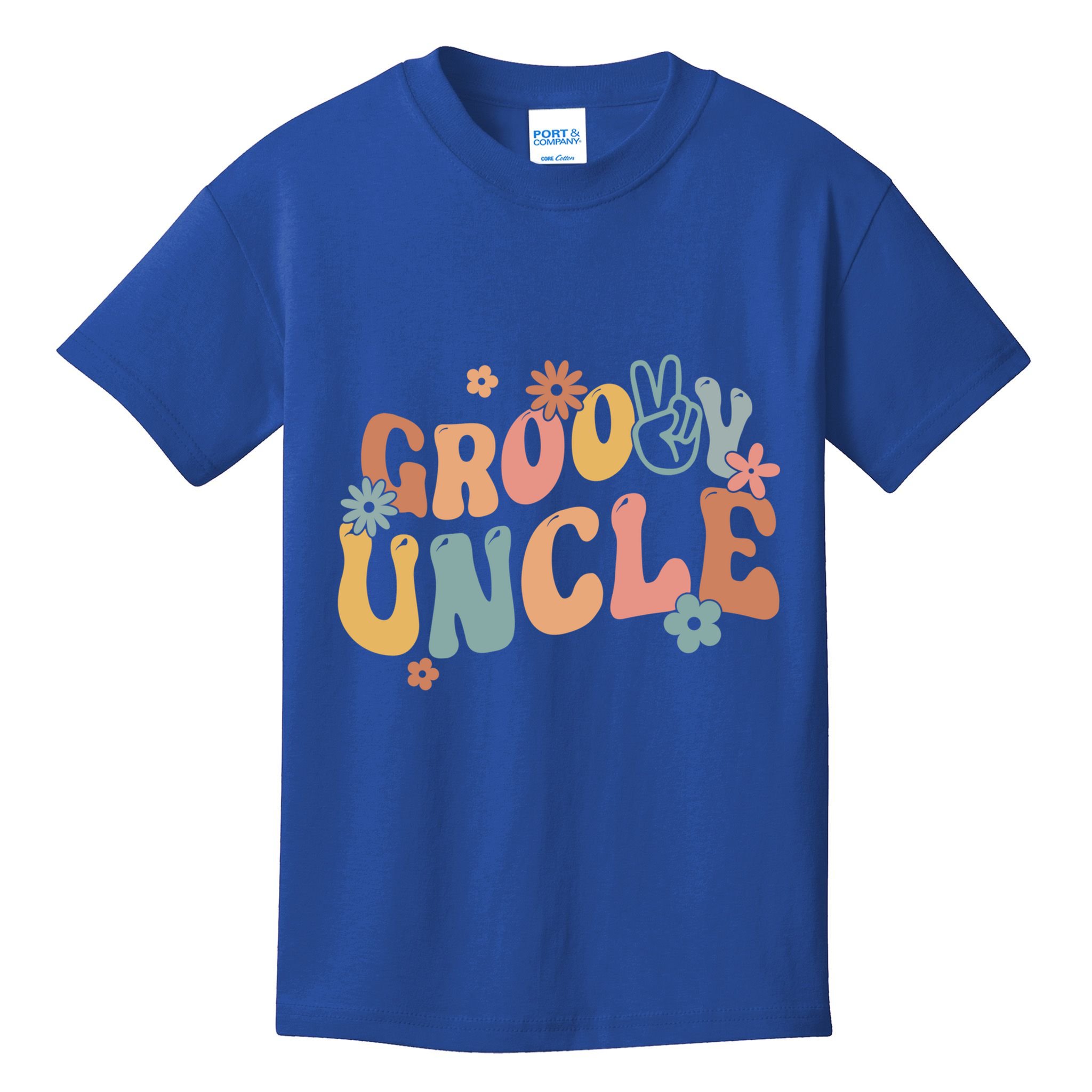 Retro Groovy Uncle Flower Power Hippie Family Groovy Vibes Gift Kids T-Shirt