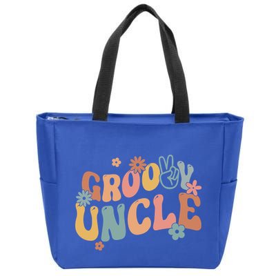 Retro Groovy Uncle Flower Power Hippie Family Groovy Vibes Gift Zip Tote Bag