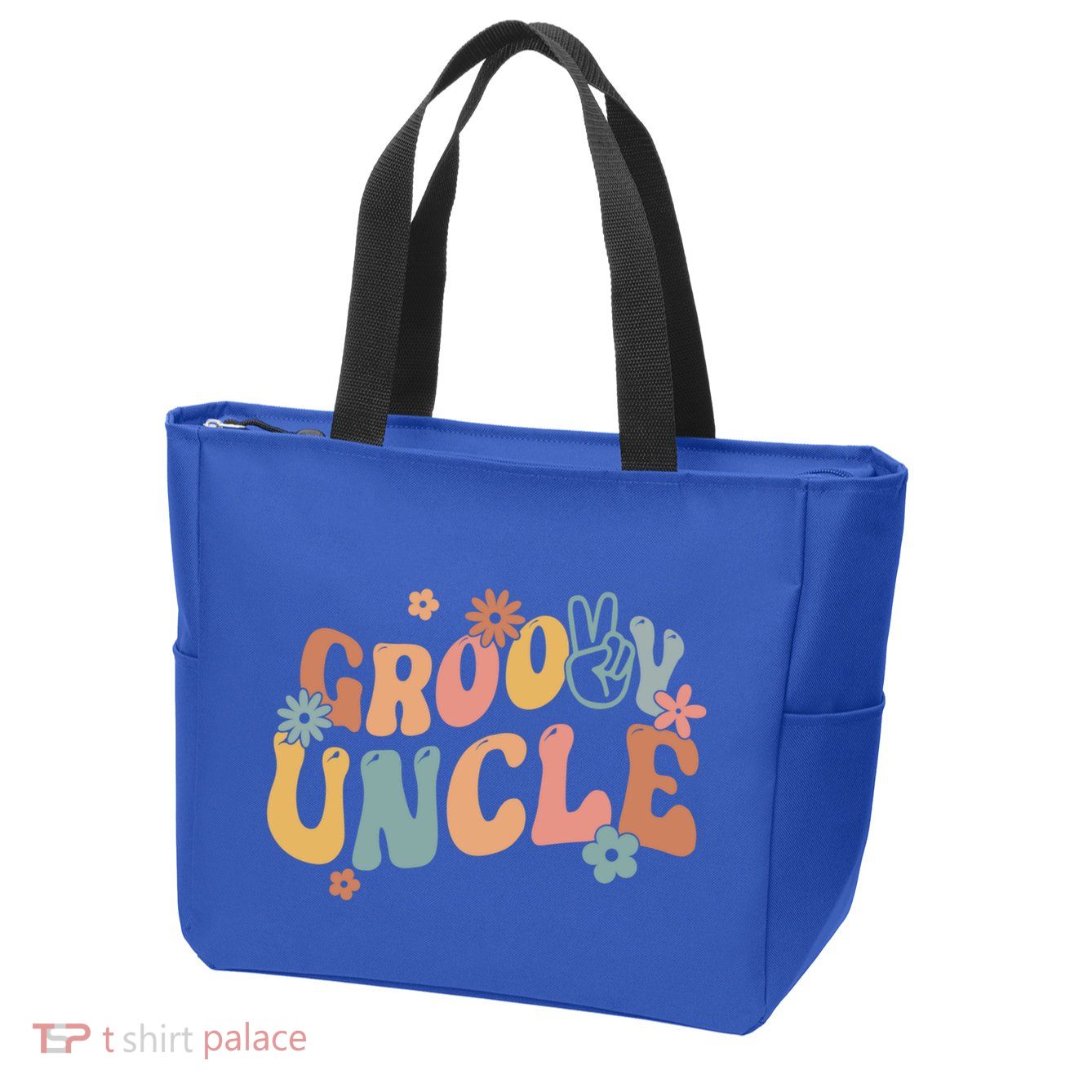 Retro Groovy Uncle Flower Power Hippie Family Groovy Vibes Gift Zip Tote Bag