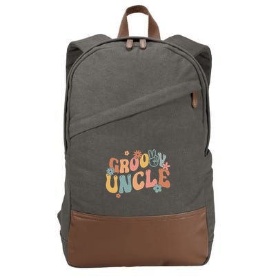Retro Groovy Uncle Flower Power Hippie Family Groovy Vibes Gift Cotton Canvas Backpack