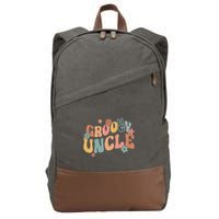 Retro Groovy Uncle Flower Power Hippie Family Groovy Vibes Gift Cotton Canvas Backpack