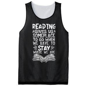 Reading Gives Us Some Place Book Lover Bookworm Librarian Mesh Reversible Basketball Jersey Tank