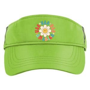 Retro Groovy Usa America Hippie Flower Patriotic Cute Gift Adult Drive Performance Visor