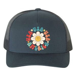 Retro Groovy Usa America Hippie Flower Patriotic Cute Gift Yupoong Adult 5-Panel Trucker Hat