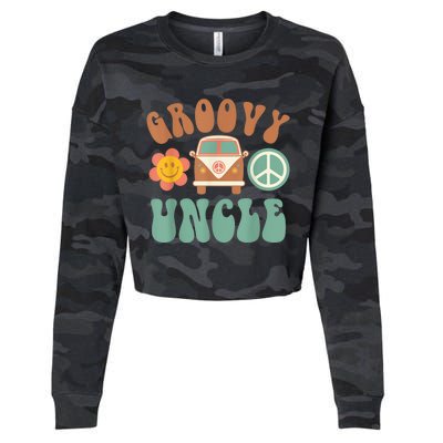 Retro Groovy Uncle Matching Family Birthday Party Cropped Pullover Crew