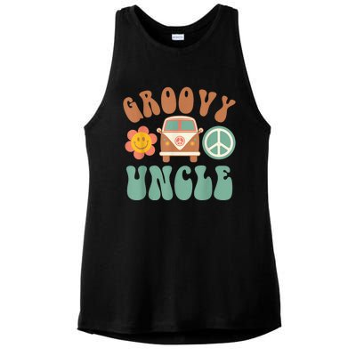 Retro Groovy Uncle Matching Family Birthday Party Ladies PosiCharge Tri-Blend Wicking Tank