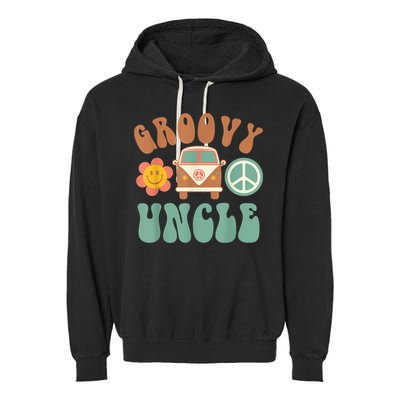 Retro Groovy Uncle Matching Family Birthday Party Garment-Dyed Fleece Hoodie