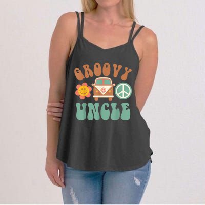 Retro Groovy Uncle Matching Family Birthday Party Women's Strappy Tank