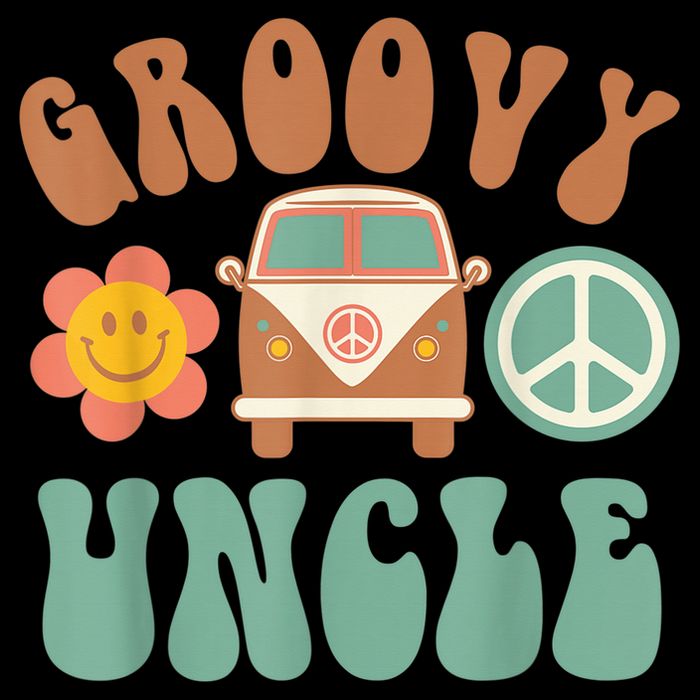 Retro Groovy Uncle Matching Family Birthday Party Cropped Pullover Crew