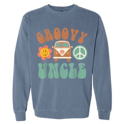 Retro Groovy Uncle Matching Family Birthday Party Garment-Dyed Sweatshirt