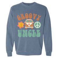 Retro Groovy Uncle Matching Family Birthday Party Garment-Dyed Sweatshirt