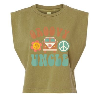 Retro Groovy Uncle Matching Family Birthday Party Garment-Dyed Women's Muscle Tee