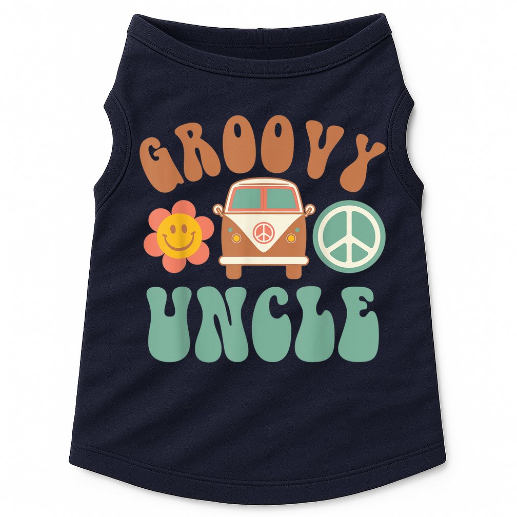Retro Groovy Uncle Matching Family Birthday Party Doggie Tank