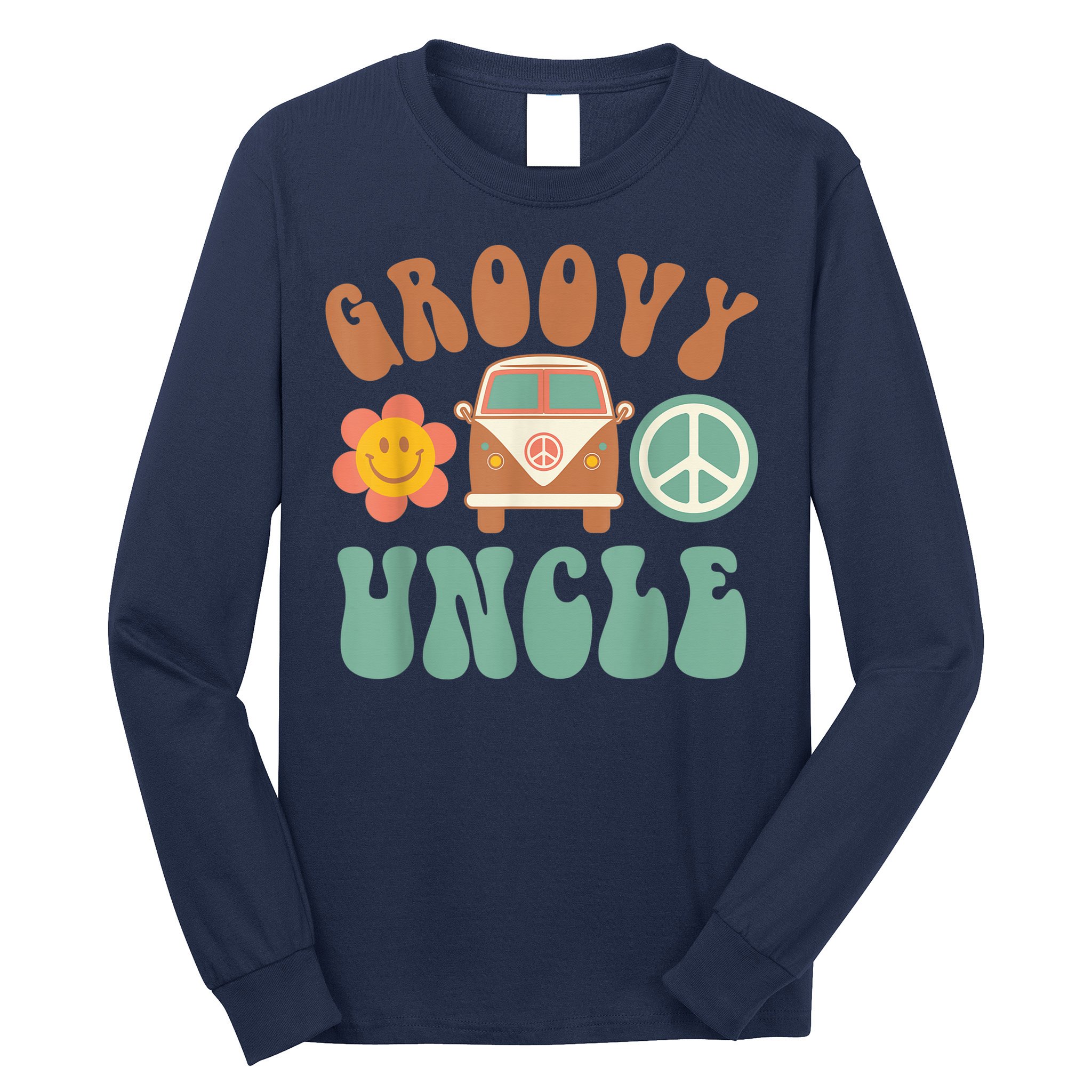 Retro Groovy Uncle Matching Family Birthday Party Long Sleeve Shirt