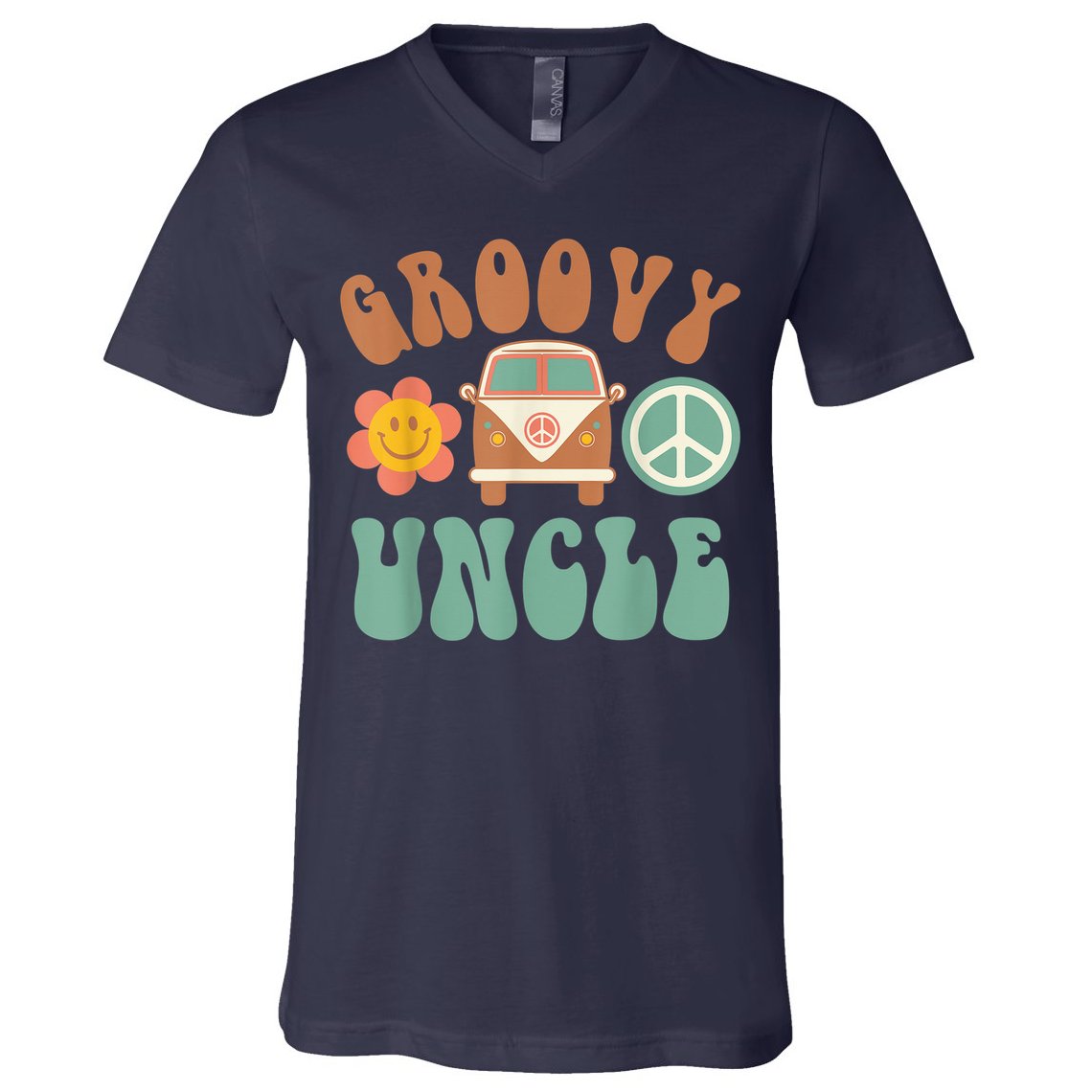 Retro Groovy Uncle Matching Family Birthday Party V-Neck T-Shirt