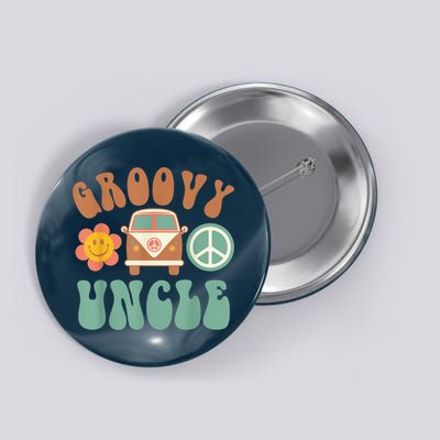 Retro Groovy Uncle Matching Family Birthday Party Button