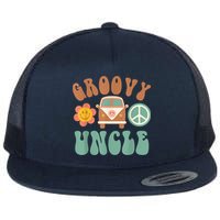 Retro Groovy Uncle Matching Family Birthday Party Flat Bill Trucker Hat