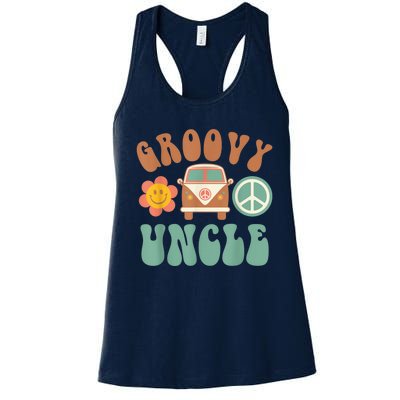 Retro Groovy Uncle Matching Family Birthday Party Women's Racerback Tank