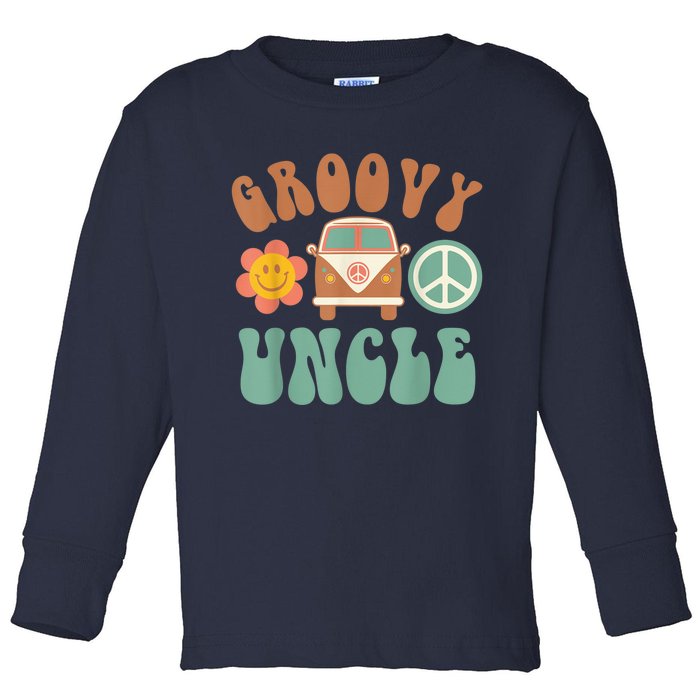 Retro Groovy Uncle Matching Family Birthday Party Toddler Long Sleeve Shirt