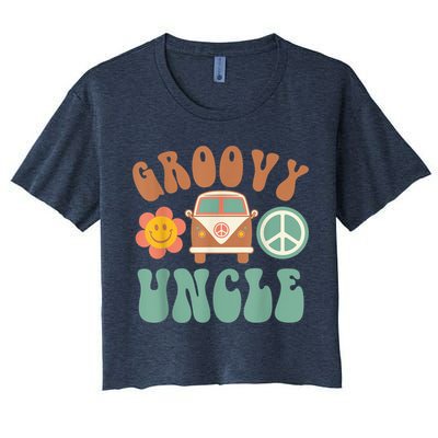 Retro Groovy Uncle Matching Family Birthday Party Crop Top