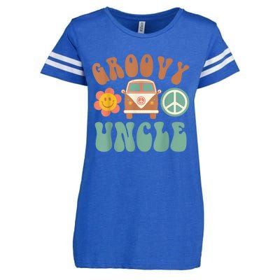 Retro Groovy Uncle Matching Family Birthday Party Enza Ladies Jersey Football T-Shirt