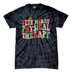 Retro Groovy Very Merry Physical Therapy Funny Christmas Tie-Dye T-Shirt