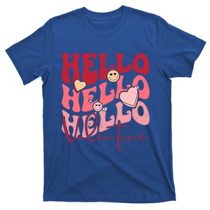 Retro Groovy Valentines Heart Hello Happy Valentine's Day Gift T-Shirt