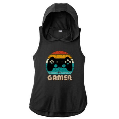 Retro Gamer Video Games Player Gaming Boys Teens Men Ladies PosiCharge Tri-Blend Wicking Draft Hoodie Tank