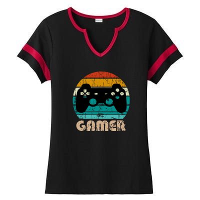 Retro Gamer Video Games Player Gaming Boys Teens Men Ladies Halftime Notch Neck Tee