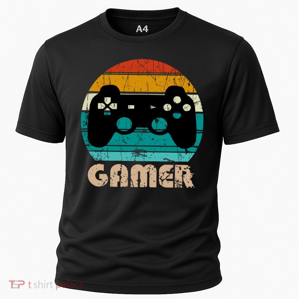 Retro Gamer Video Games Player Gaming Boys Teens Men Performance Shirt
