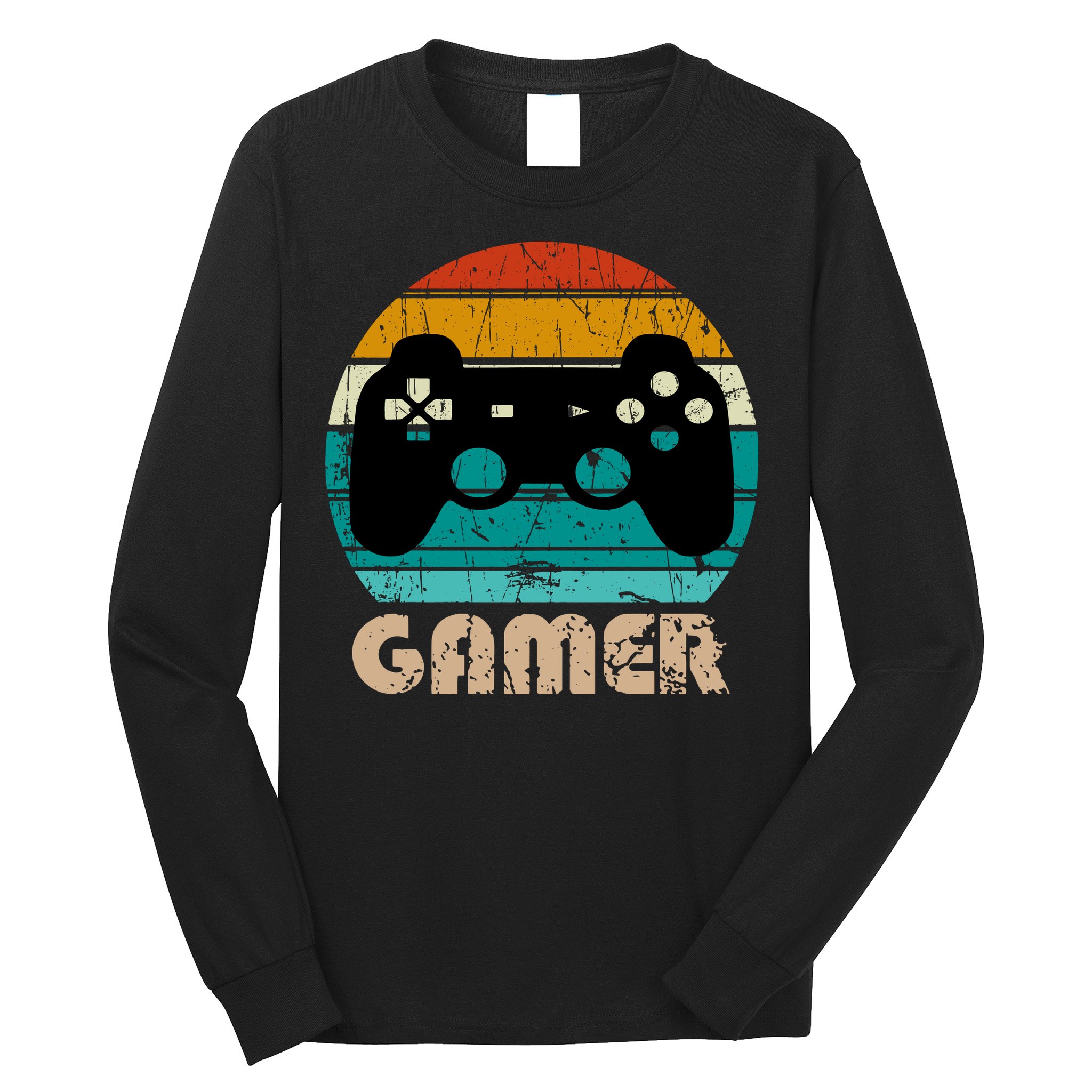 Retro Gamer Video Games Player Gaming Boys Teens Men Long Sleeve Shirt