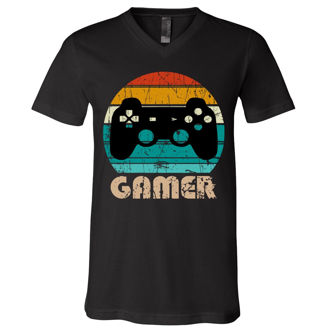 Retro Gamer Video Games Player Gaming Boys Teens Men V-Neck T-Shirt