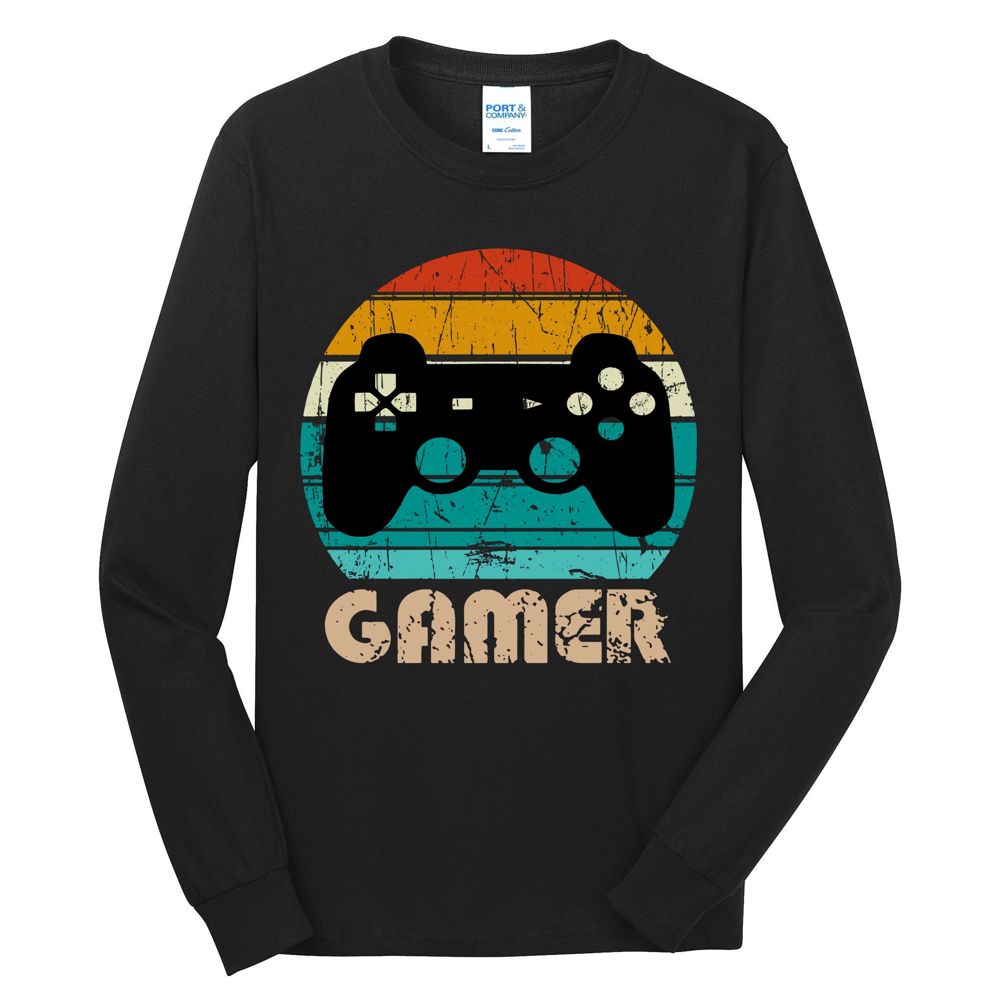 Retro Gamer Video Games Player Gaming Boys Teens Men Tall Long Sleeve T-Shirt
