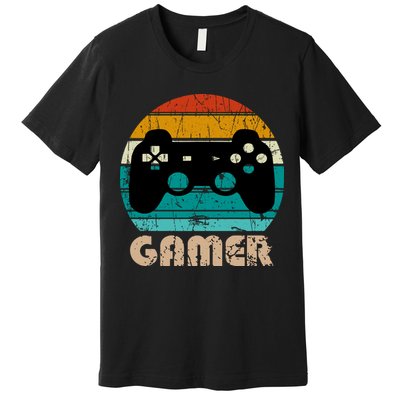Retro Gamer Video Games Player Gaming Boys Teens Men Premium T-Shirt