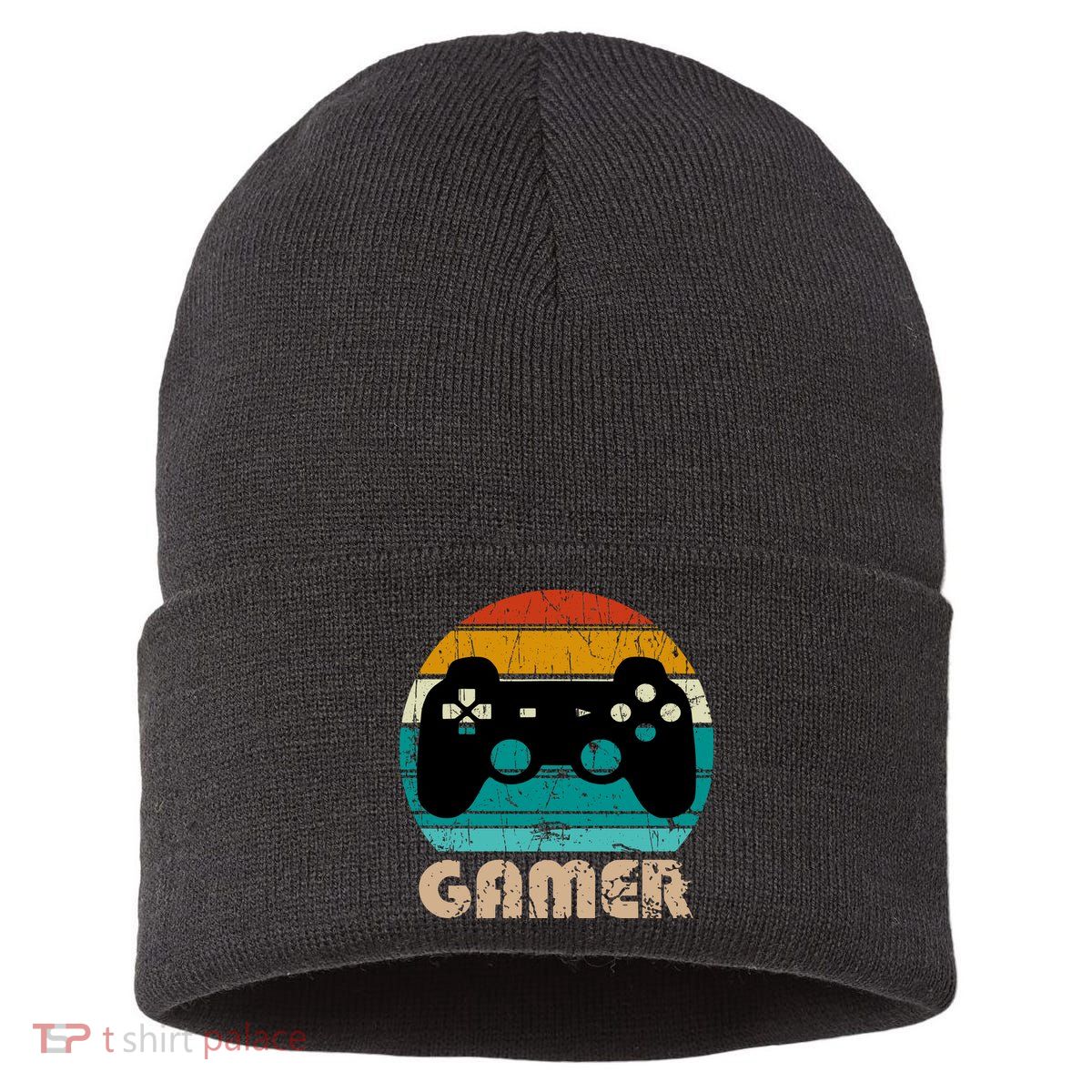 Retro Gamer Video Games Player Gaming Boys Teens Men Sustainable Knit Beanie